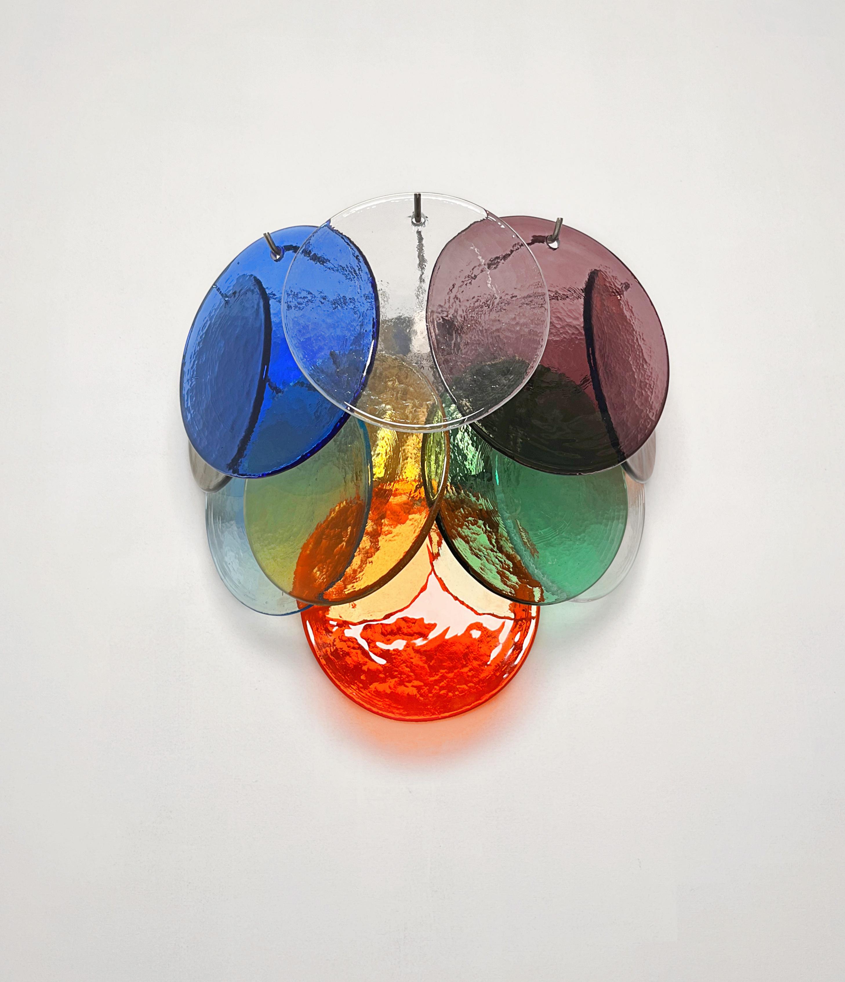 Metallo Set di quattro lampade a disco multicolore, Murano, anni '70 in vendita