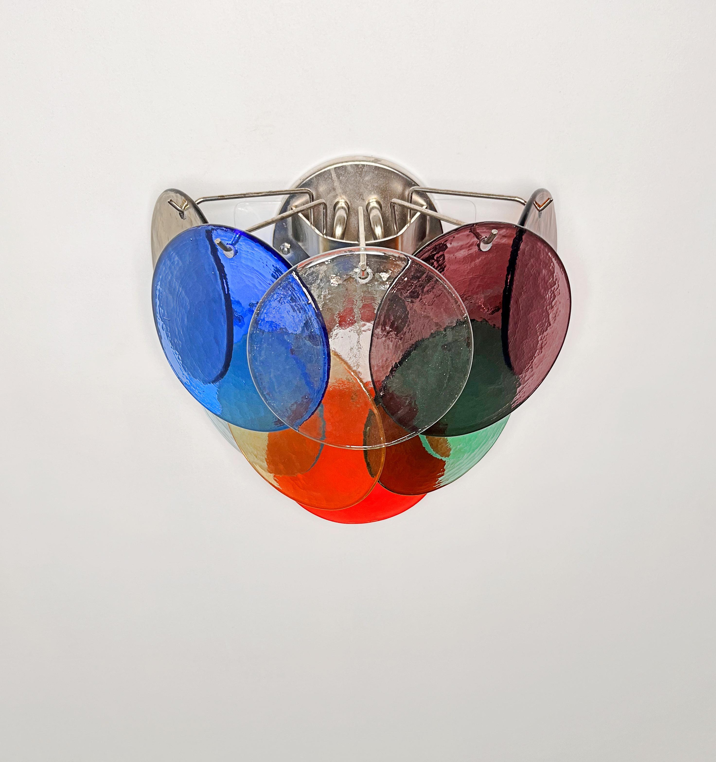 Set di quattro lampade a disco multicolore, Murano, anni '70 in vendita 2