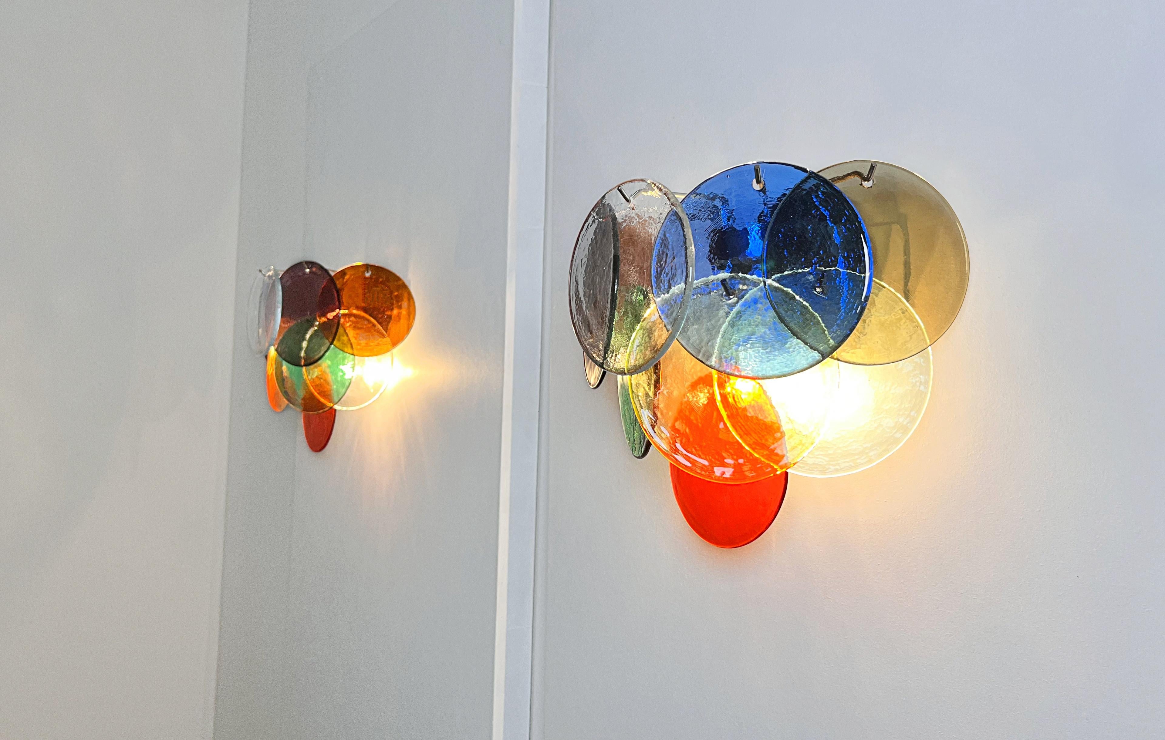 Set di quattro lampade a disco multicolore, Murano, anni '70 in vendita 4