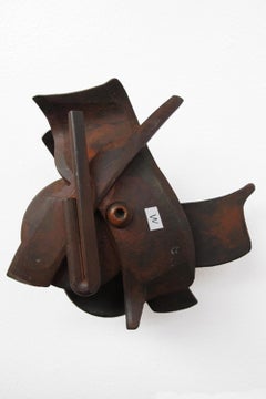 Ensemble de quatre poignées de porte en acier patiné forgé par Albert Paley, milieu des années 1990