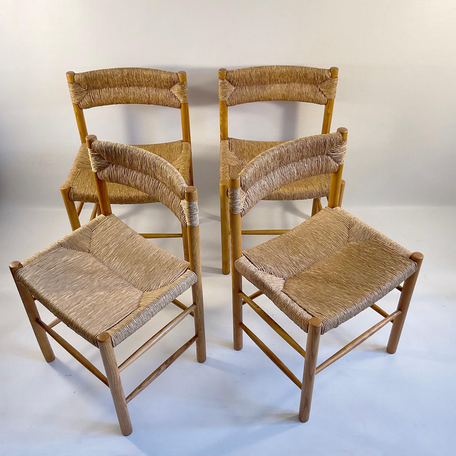 Set of Four Dordogne Chairs by Robert Sentou for Charlotte Perriand France 1960s For Sale 4