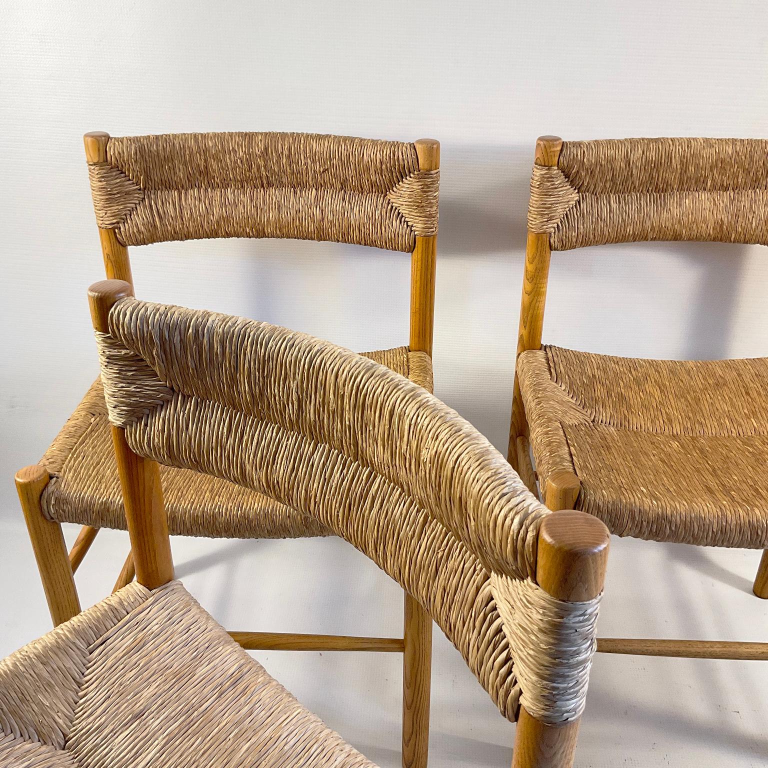 Mid-20th Century Set of Four Dordogne Chairs by Robert Sentou for Charlotte Perriand France 1960s For Sale