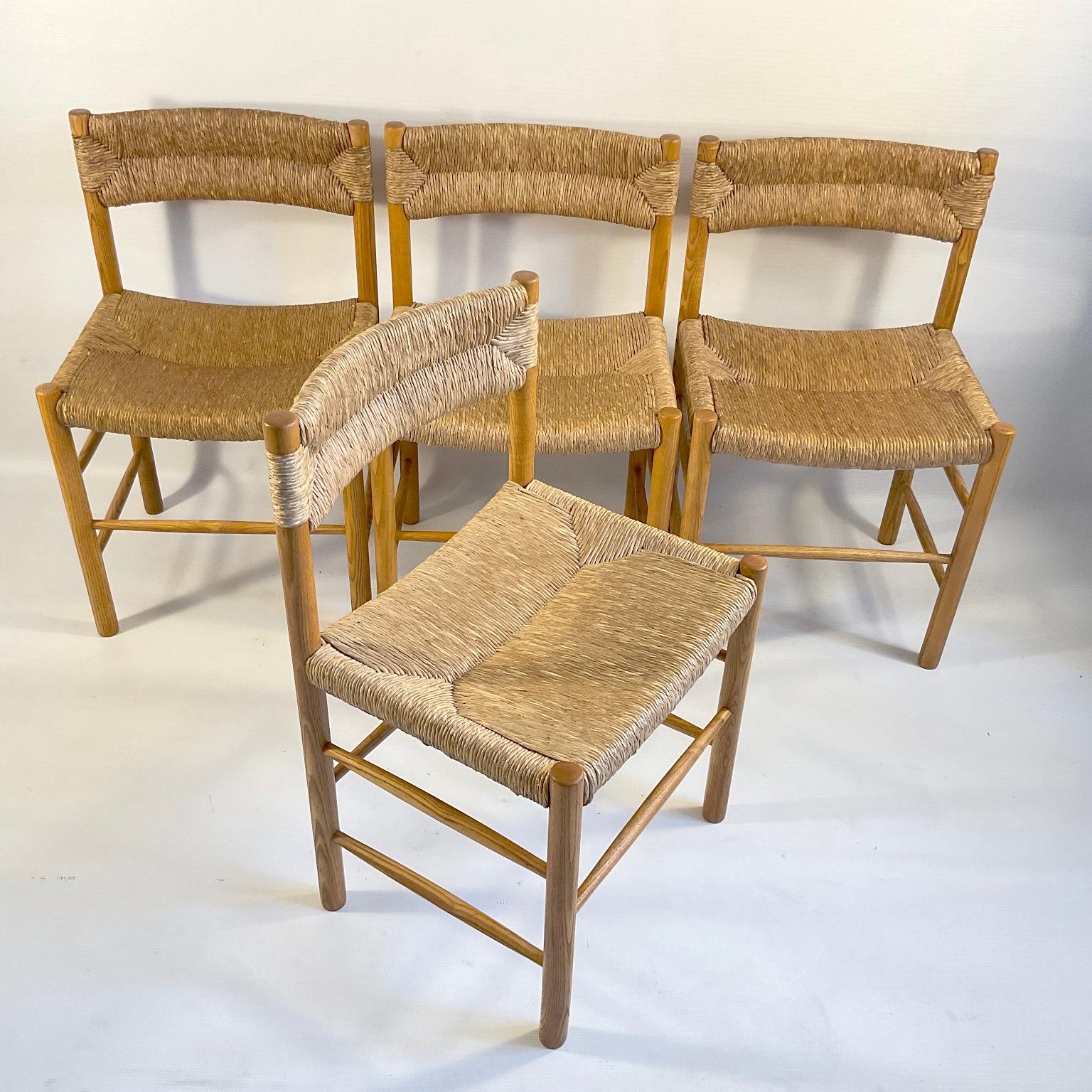 Set of Four Dordogne Chairs by Robert Sentou for Charlotte Perriand France 1960s For Sale 1