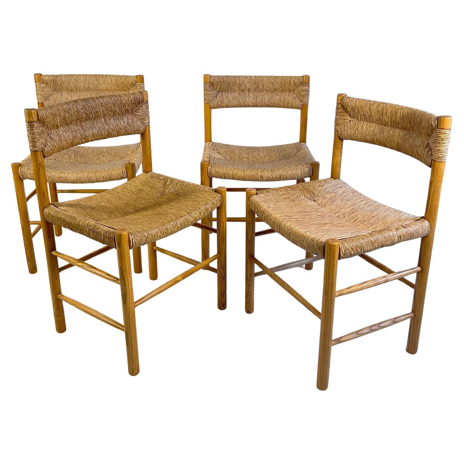 Set of Four Dordogne Chairs by Robert Sentou for Charlotte Perriand France 1960s