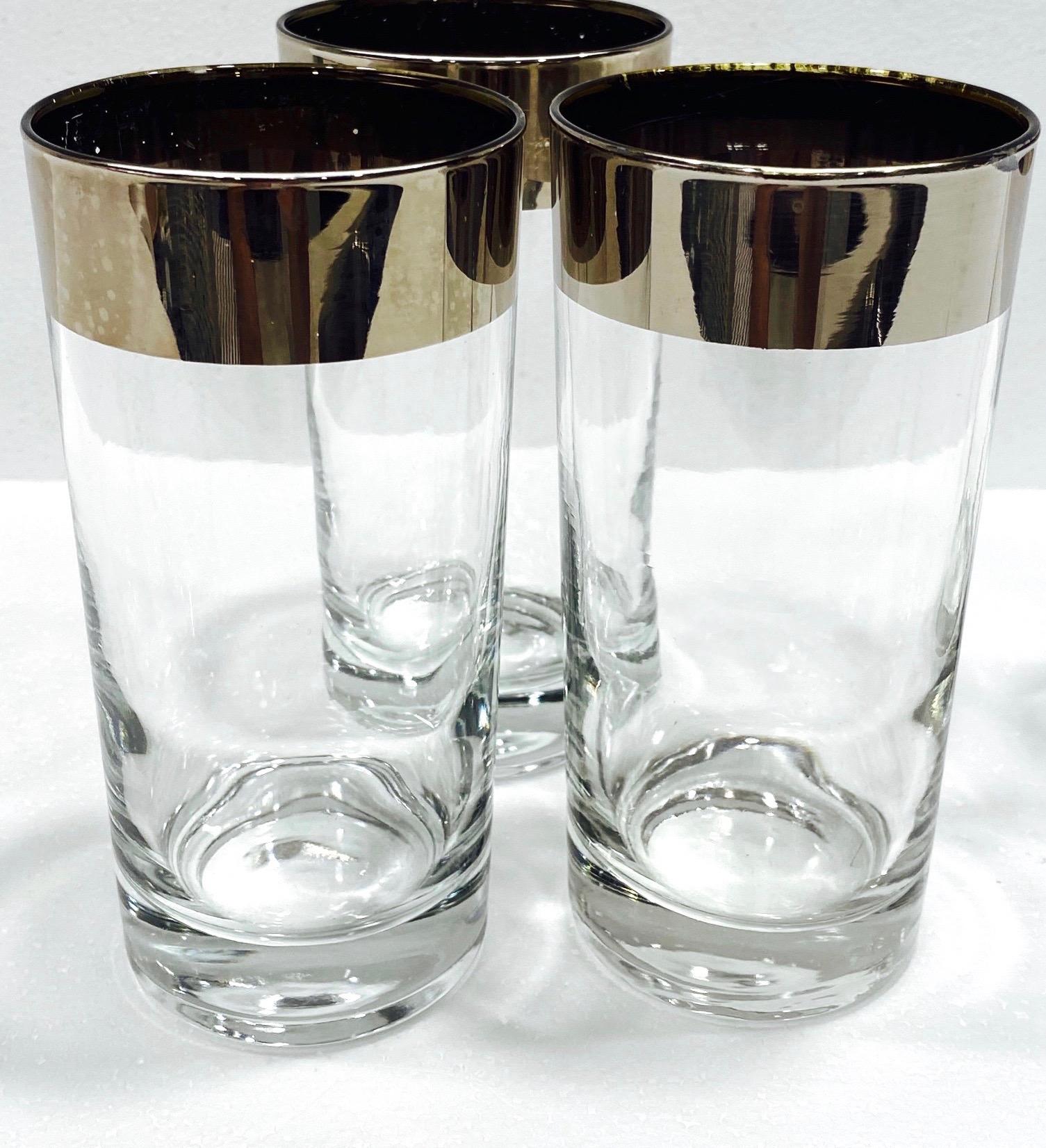 Set of Four Dorothy Thorpe Midcentury Barware Glasses with Silver Overlay, 1960 3