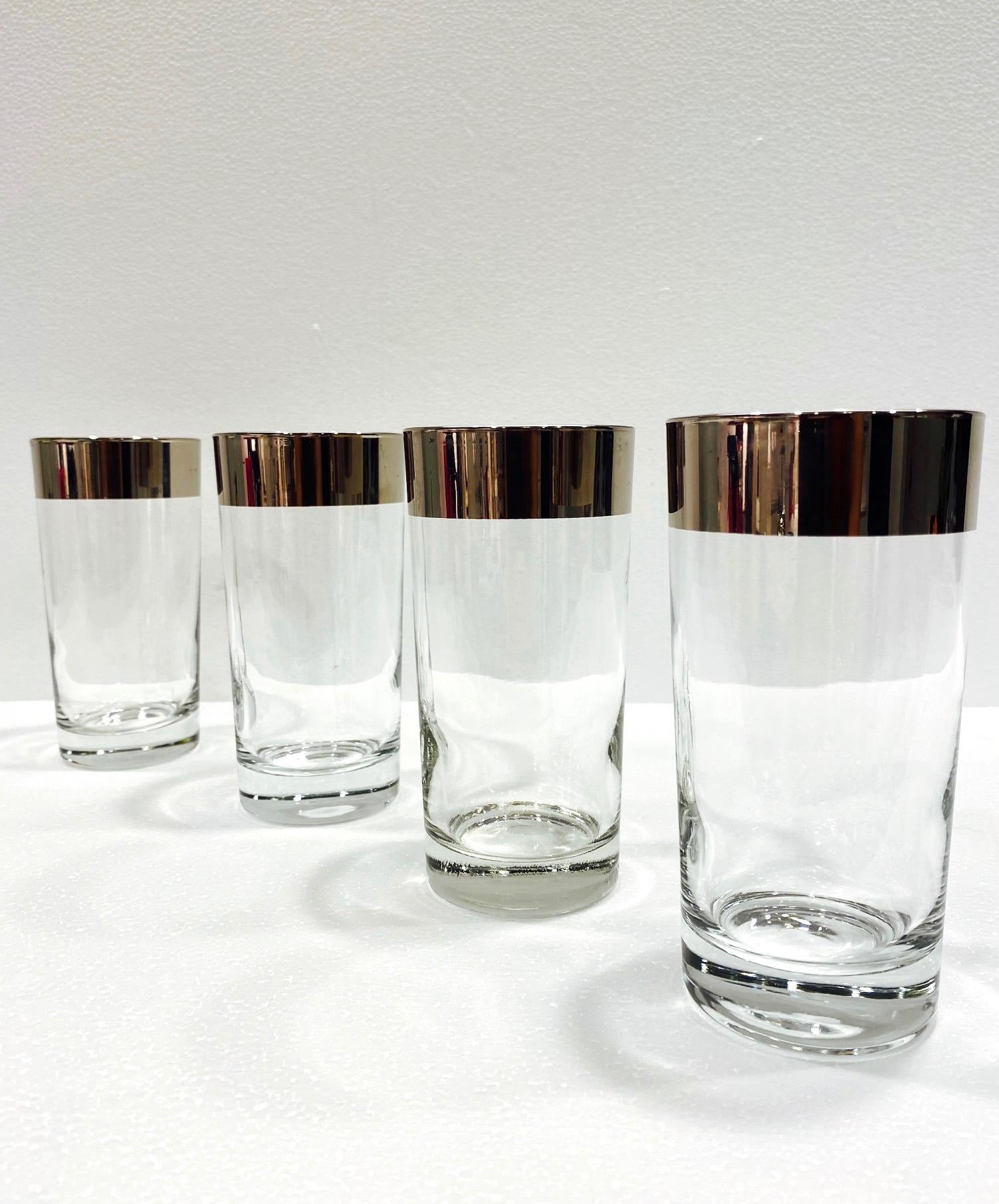 Mid-Century Modern Set of Four Dorothy Thorpe Midcentury Barware Glasses with Silver Overlay, 1960