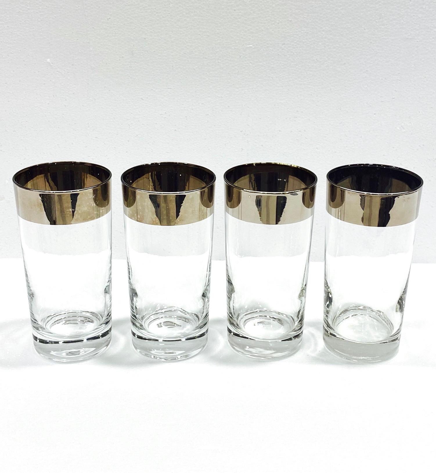 American Set of Four Dorothy Thorpe Midcentury Barware Glasses with Silver Overlay, 1960