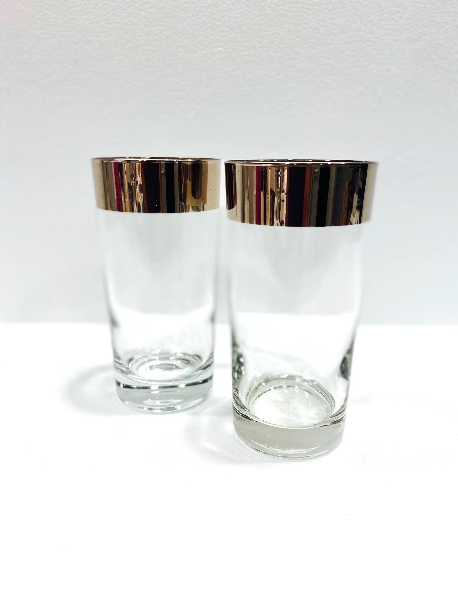 Set of Four Dorothy Thorpe Midcentury Barware Glasses with Silver Overlay, 1960 In Good Condition In Fort Lauderdale, FL