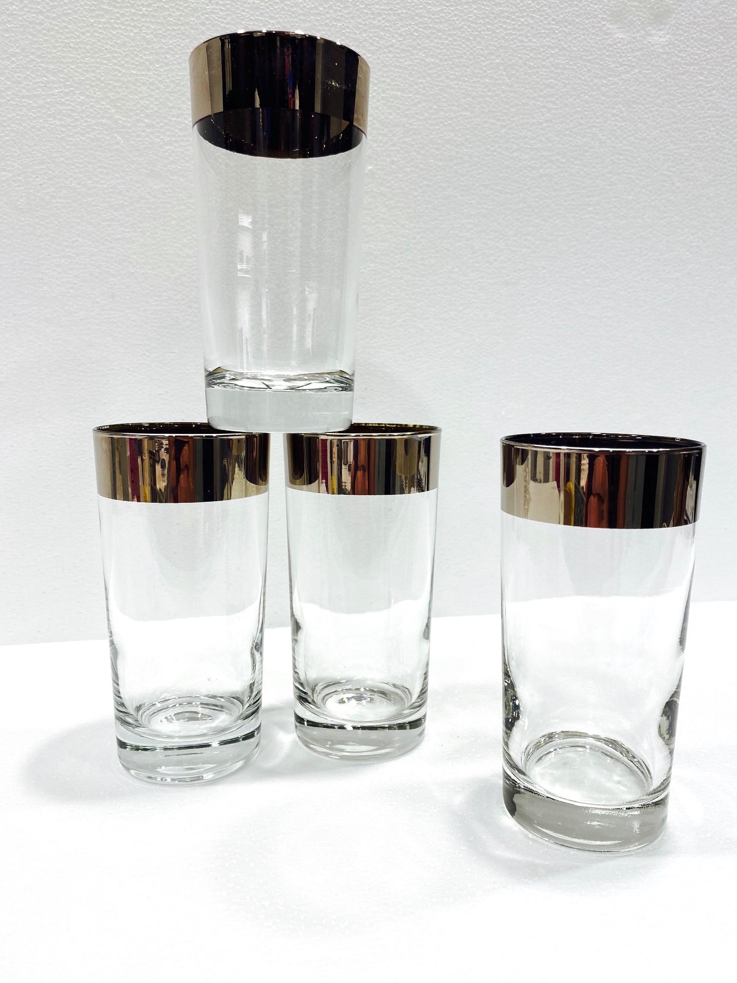 Mid-20th Century Set of Four Dorothy Thorpe Midcentury Barware Glasses with Silver Overlay, 1960