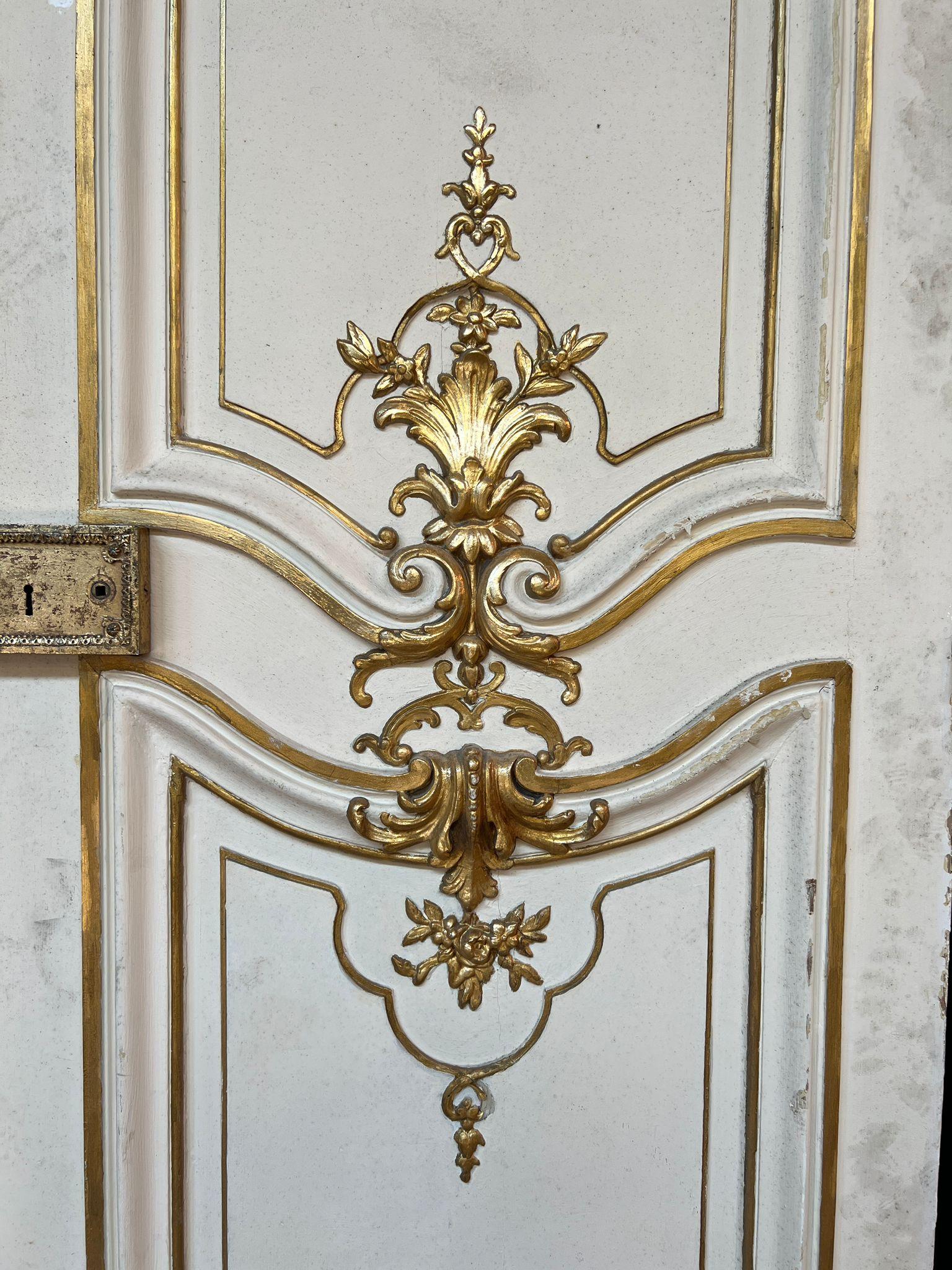 Wood Set of Four Double Louis XVI Style Doors, Early 20th Century For Sale