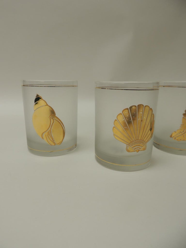 Set of Four Double OldFashioned Frosted Glass Drinking Glasses at 1stDibs