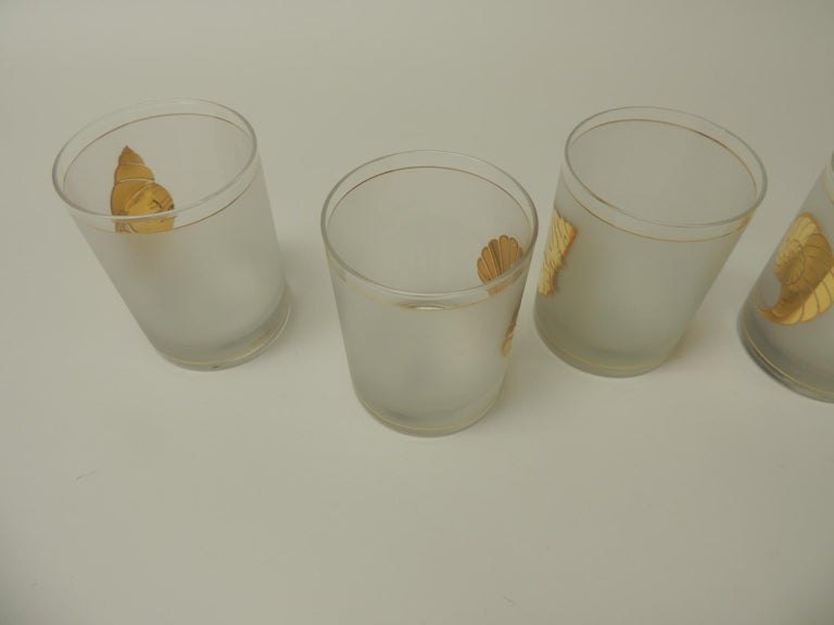 Set of Four Double OldFashioned Frosted Glass Drinking Glasses at 1stDibs
