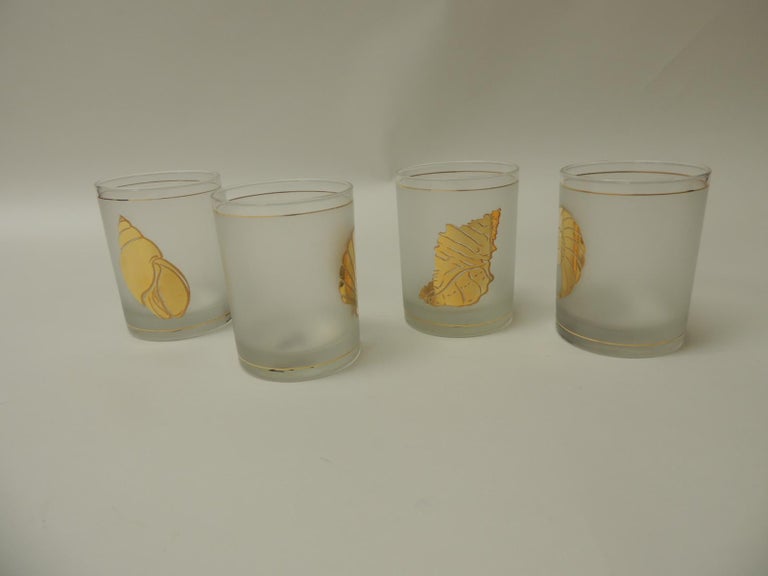 Set of Four Double OldFashioned Frosted Glass Drinking Glasses at 1stDibs
