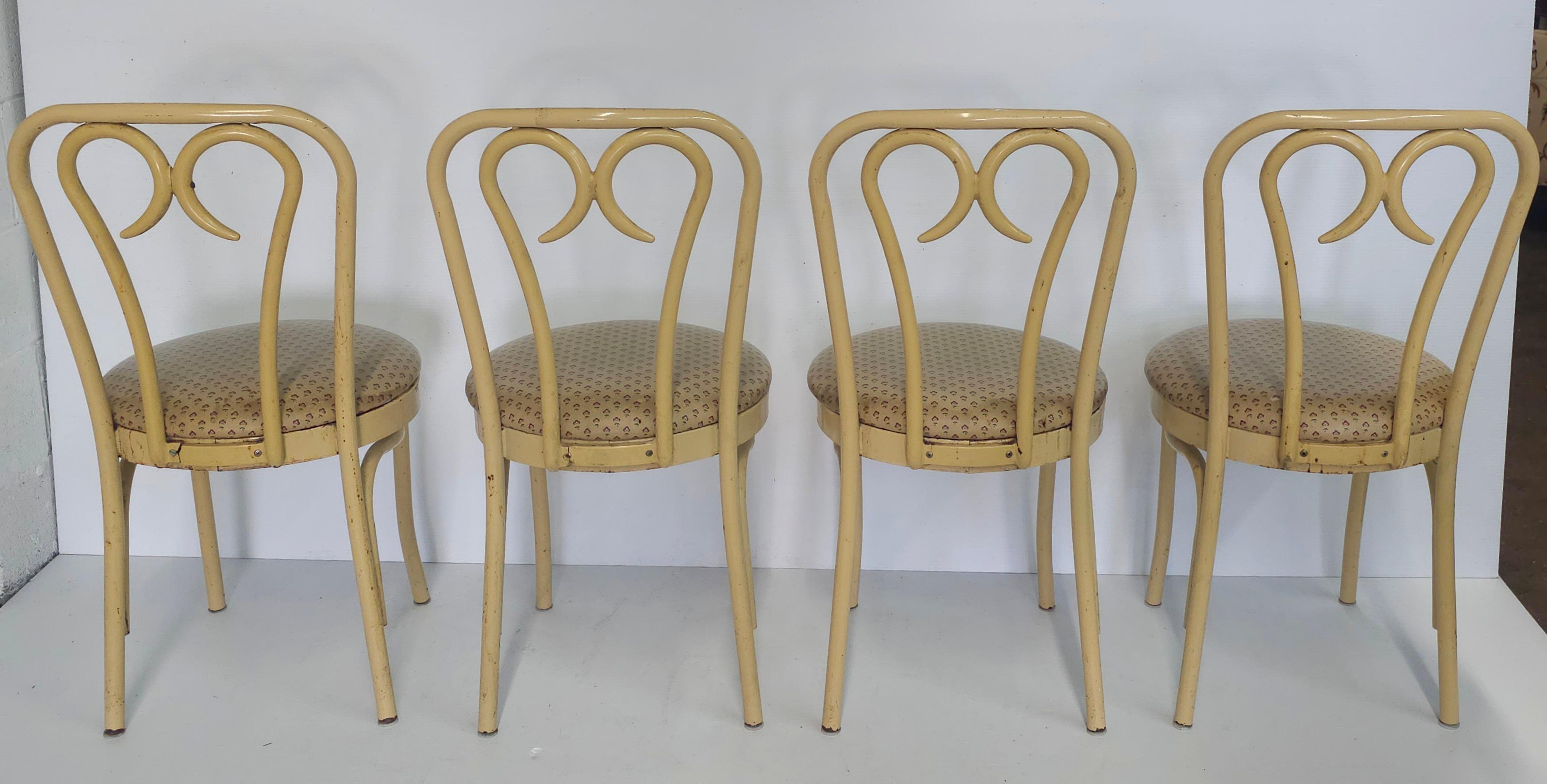 Set of Four Douglas Furn. Thonet Faux Bentwood Metal & Vinyl Upholstered Chairs For Sale 2