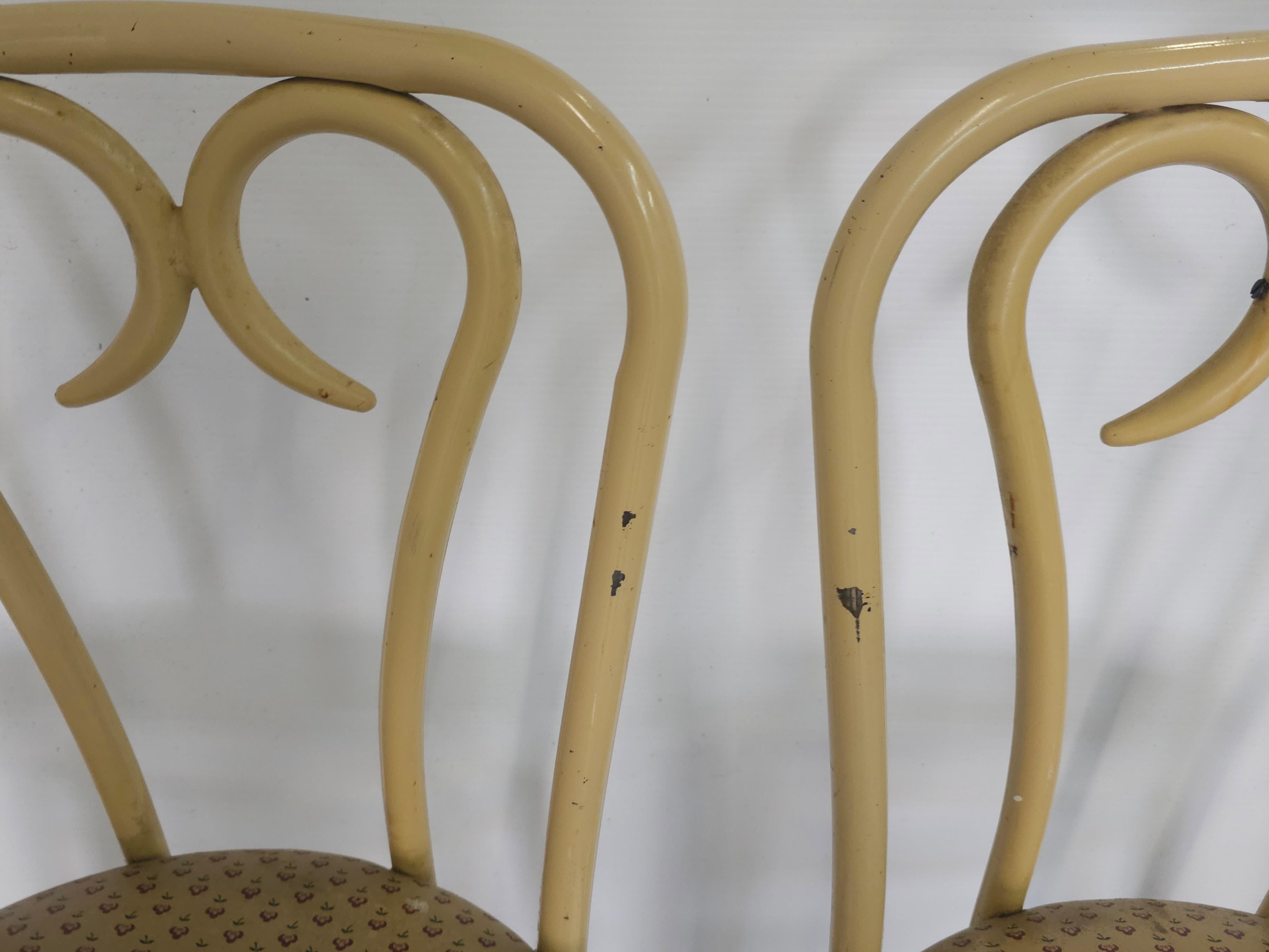 Set of Four Douglas Furn. Thonet Faux Bentwood Metal & Vinyl Upholstered Chairs For Sale 4