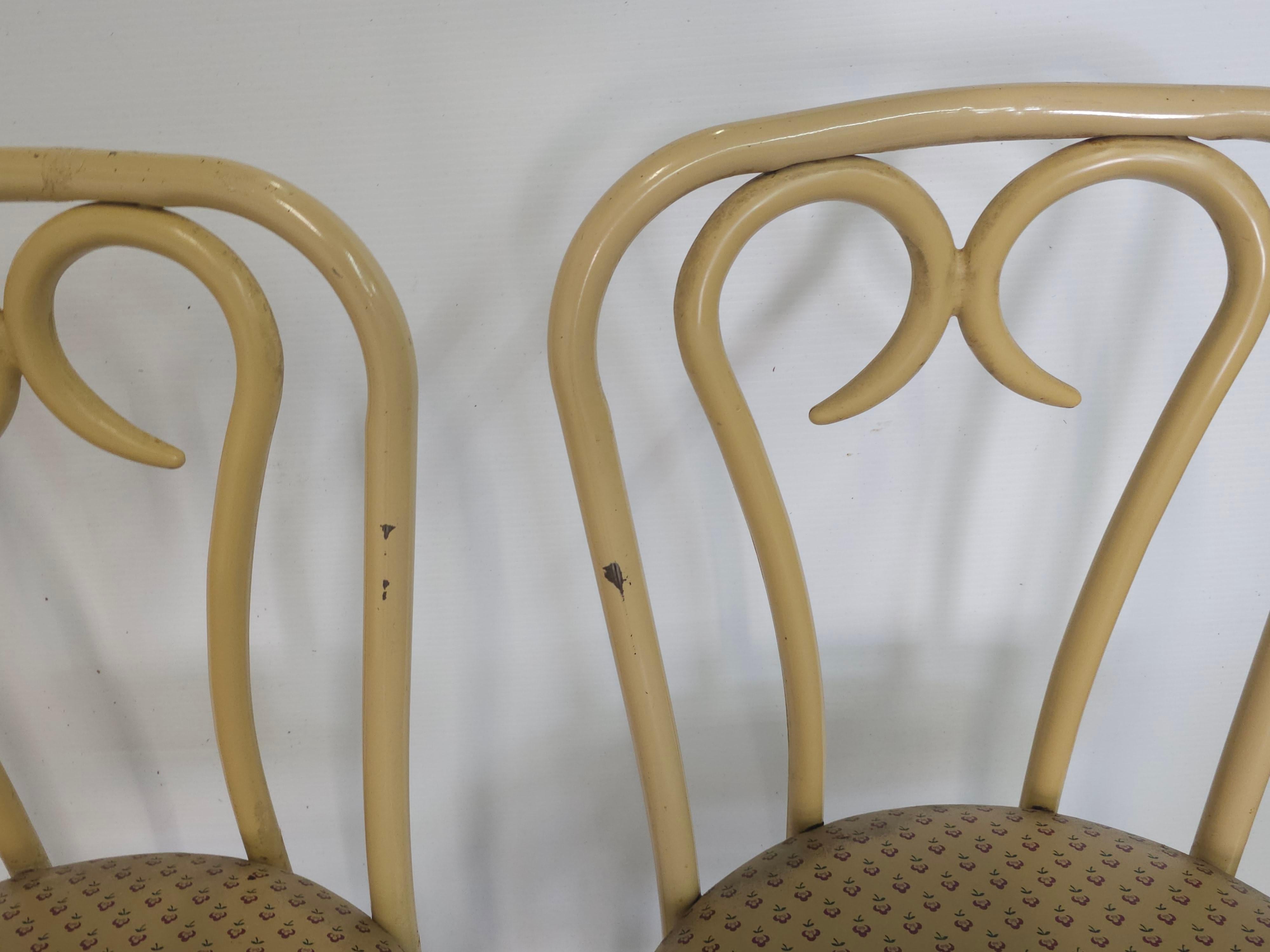 Set of Four Douglas Furn. Thonet Faux Bentwood Metal & Vinyl Upholstered Chairs For Sale 5