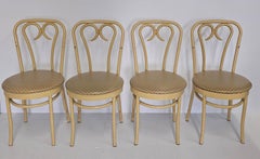 Set of Four Douglas Furn. Thonet Faux Bentwood Metal & Vinyl Upholstered Chairs