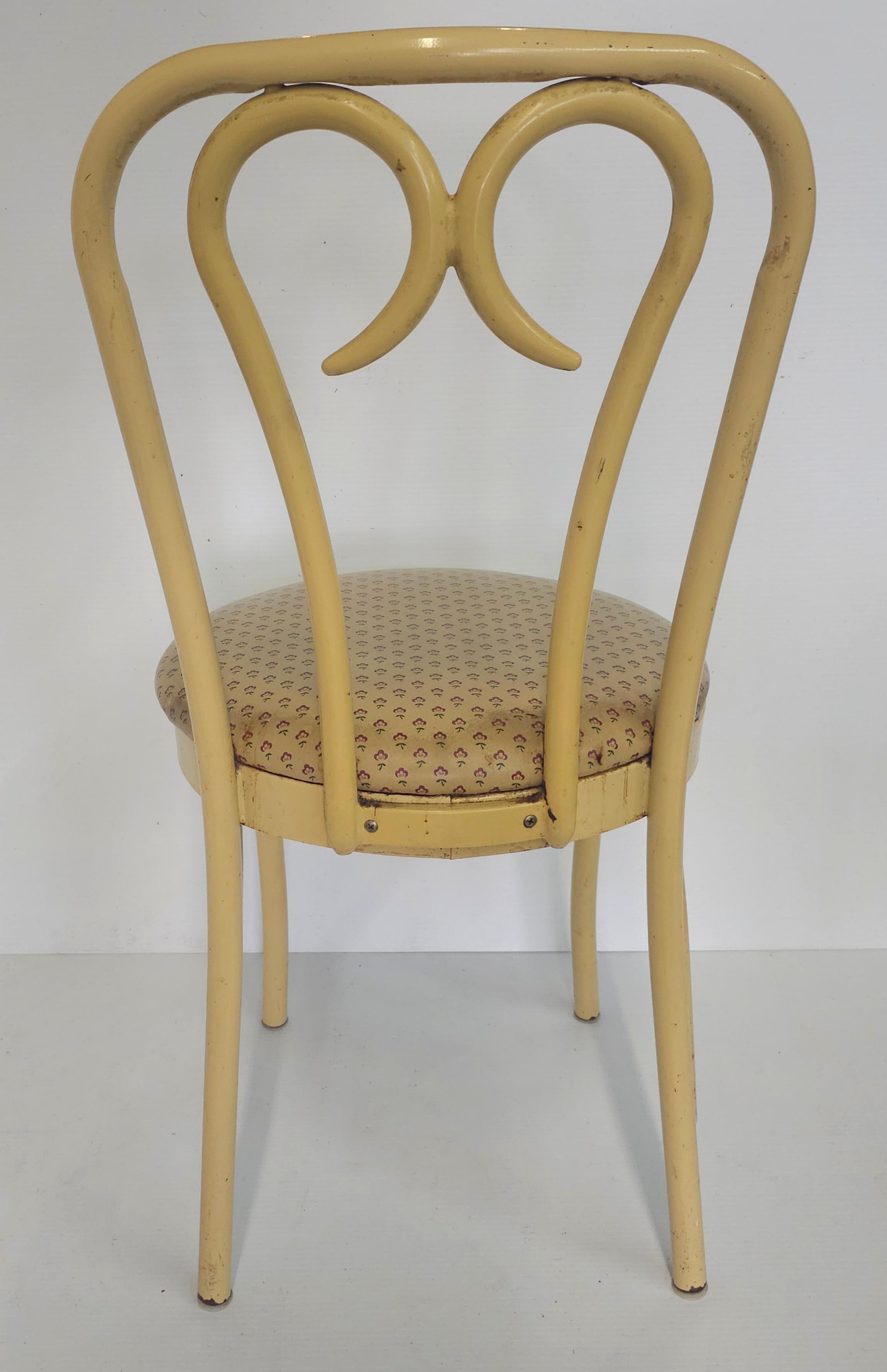 Set of Four Douglas Furn. Thonet Faux Bentwood Metal & Vinyl Upholstered Chairs For Sale 1
