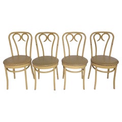 Set of Four Douglas Furn. Thonet Faux Bentwood Metal & Vinyl Upholstered Chairs