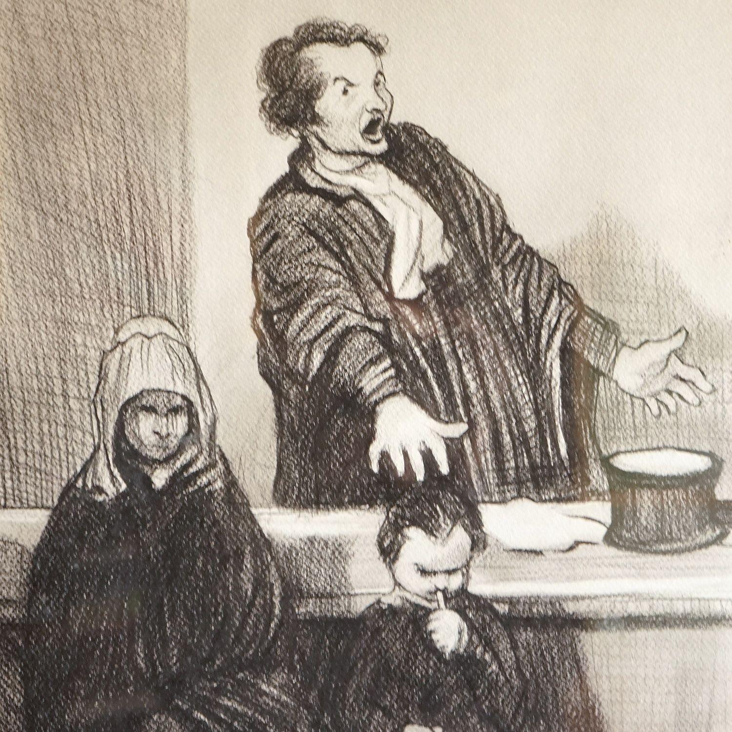 Set of Four Vintage Drawings Depicting a Macabre Legal Battle, 20th Century For Sale 3