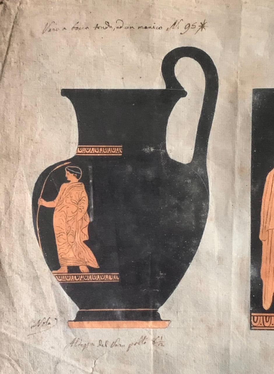 Set von vier Zeichnungen der Studie eines archäologischen Stücks, griechische Vasen, 18. Jahrhundert im Angebot 4