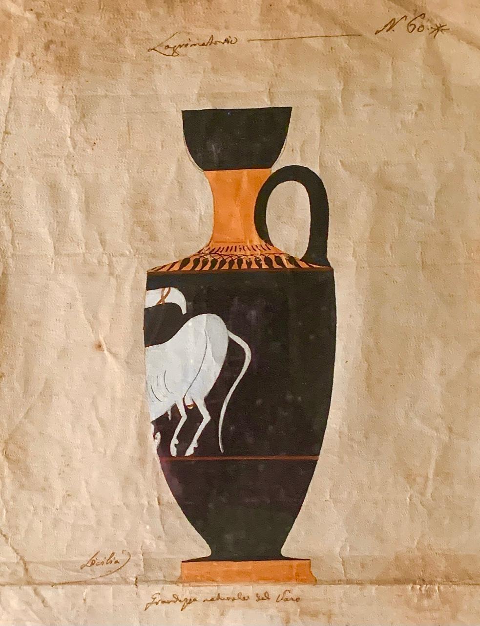 Set of Four Drawings of Study of Archaeological Piece Greek Vases 18th Century For Sale 5