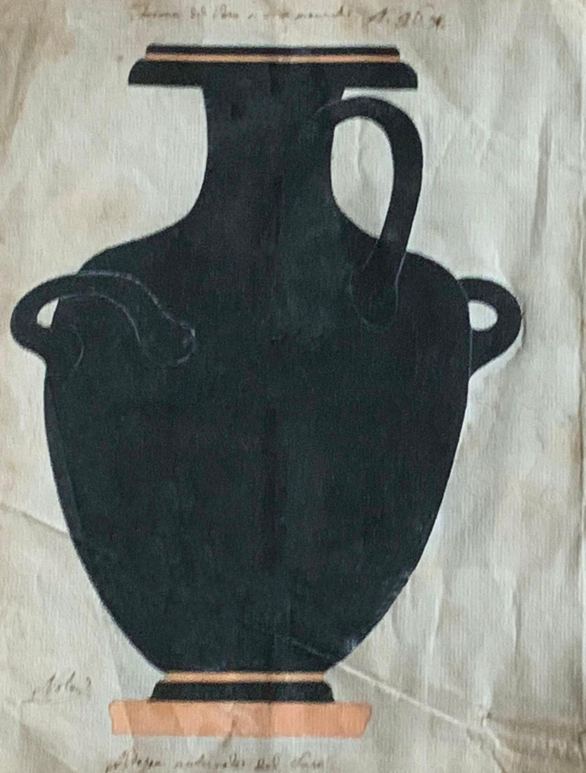 Carta Set di quattro disegni di studio di pezzi archeologici di vasi greci del XVIII secolo in vendita