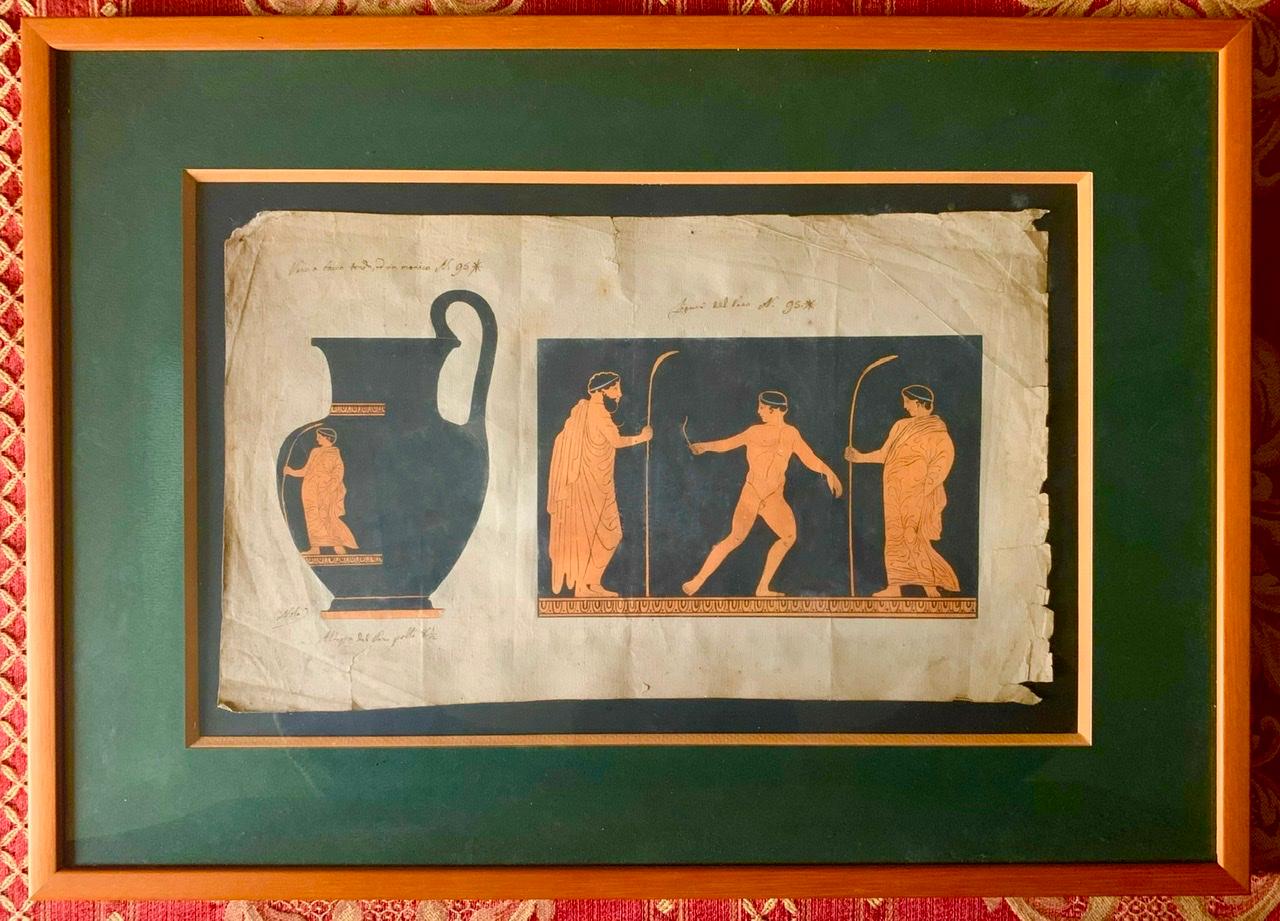Set of Four Drawings of Study of Archaeological Piece Greek Vases 18th Century For Sale 2
