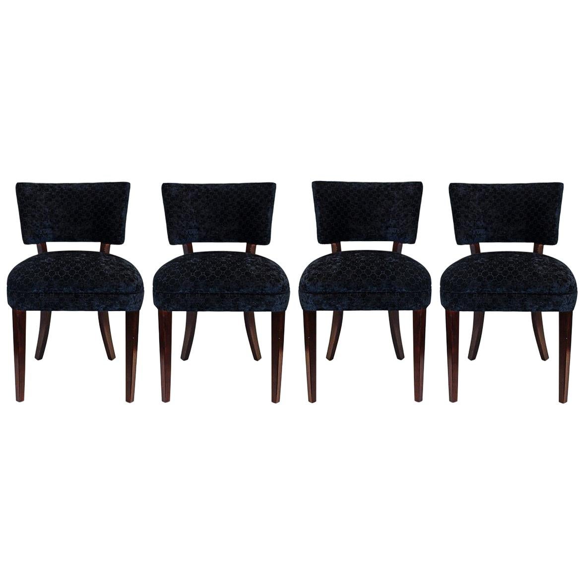 Set of Four Dunbar Style Dining Chairs, circa 1940s, Refinished