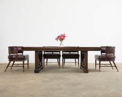 Set of Four Dunbar Style Leather Barrel Back Lounge Chairs
