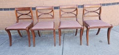 Set of Four Duncan Phyfe Style Mahogany and Upholstered "X" Back Dining Chairs