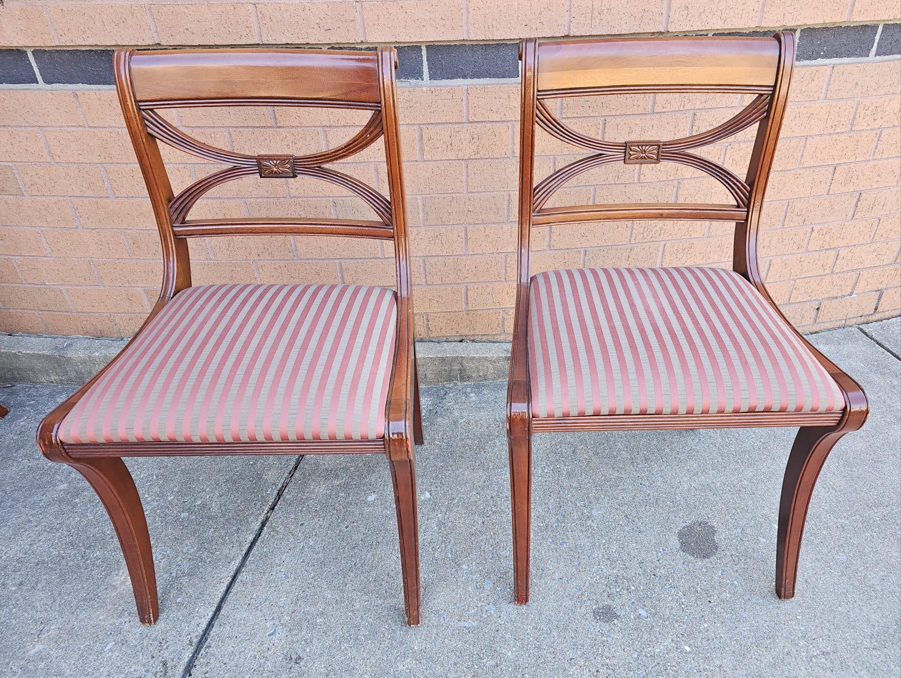 Victorian Set of Four Duncan Phyfe Style Mahogany and Upholstered 