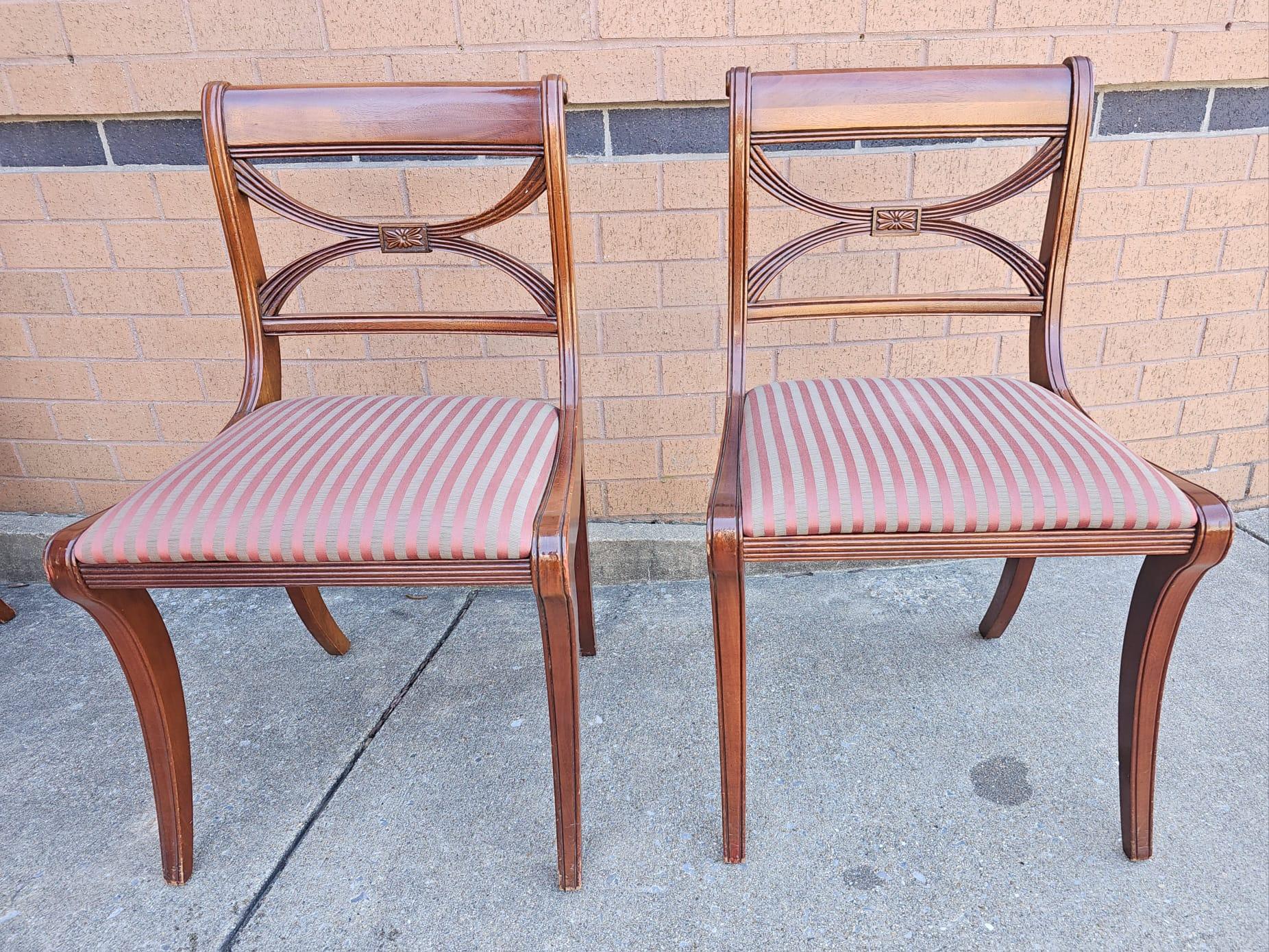 Stained Set of Four Duncan Phyfe Style Mahogany and Upholstered 