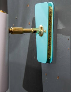 Set of Four Dust Pink and Teal Cone Wall Sconces