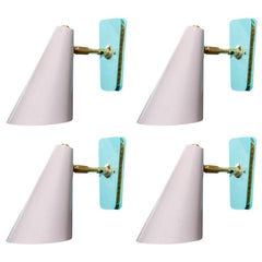 fourdust Set of Four Dust Pink and Teal Cone Wall Sconces