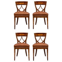 Antique Set of Four Dutch 19th Century Louis XVI Style Side Chairs