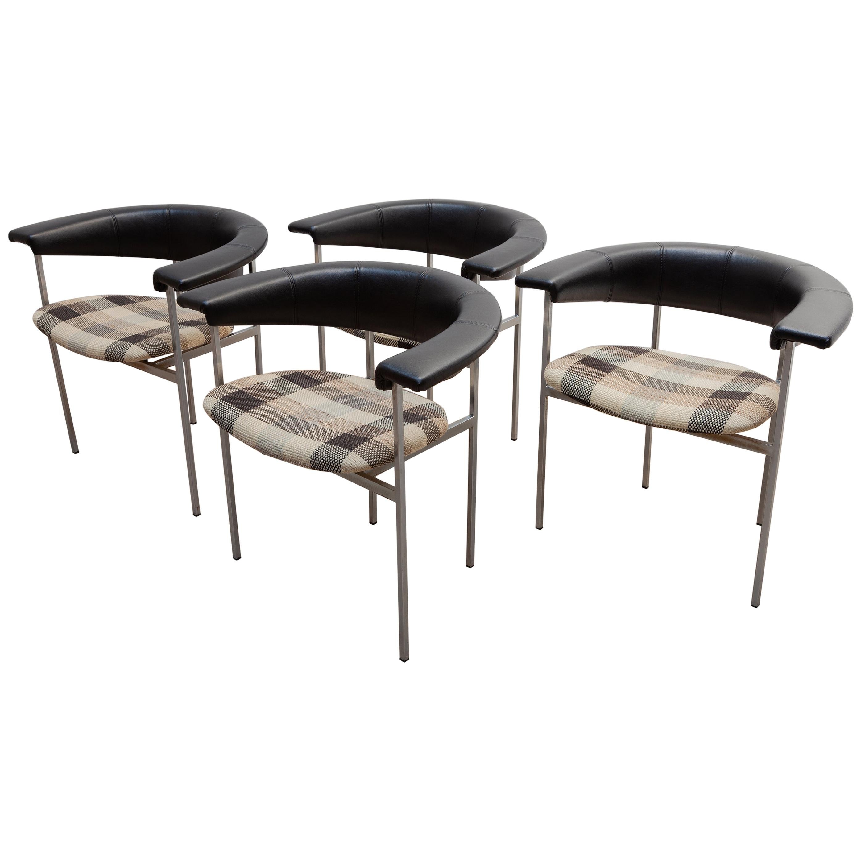 Set of Four Dutch Design "Meander" Chairs Designed by Rudolf Wolf, 1963
