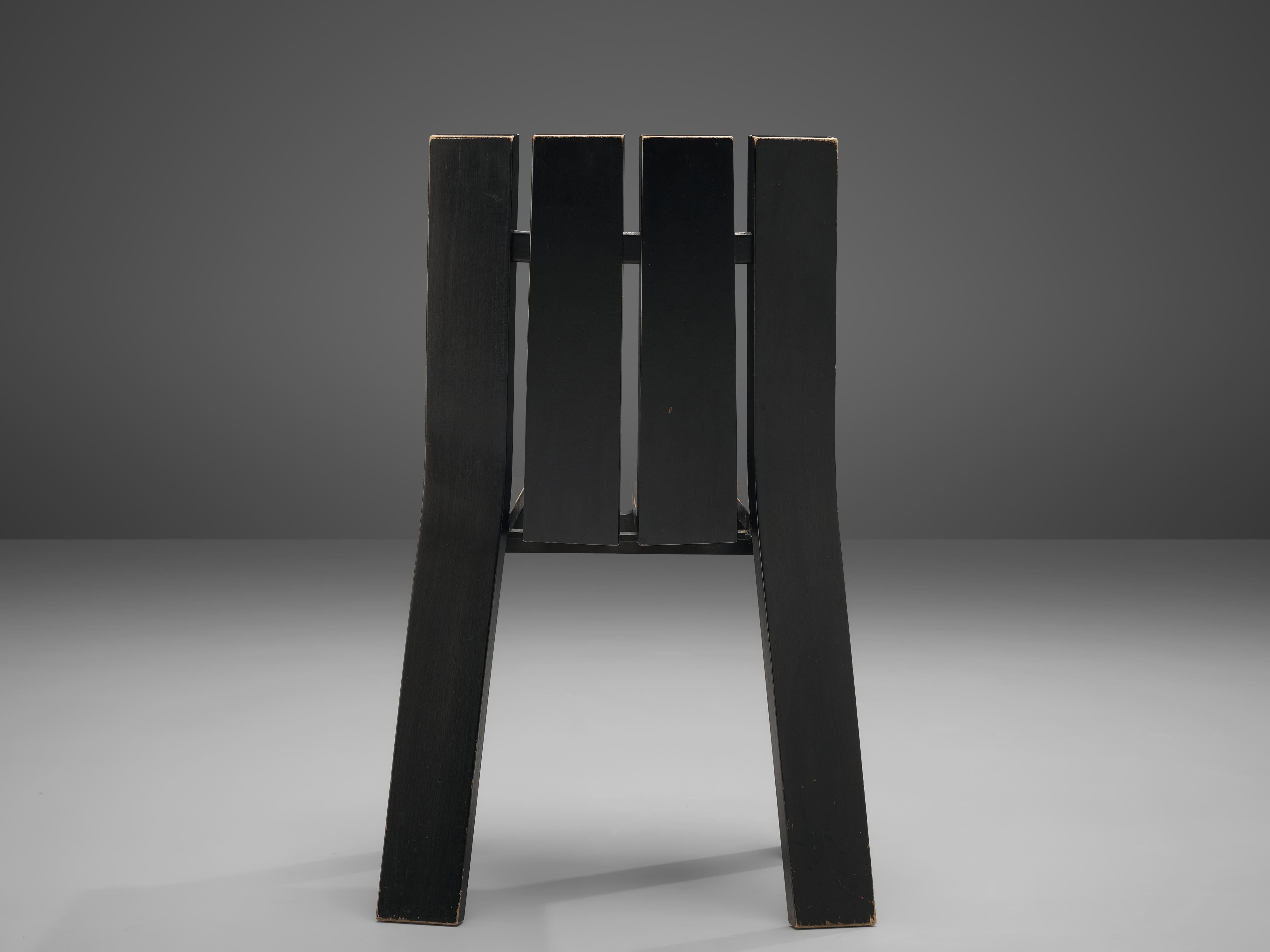 Set of Four Dutch Dining Chairs in Black Colored Wood 2