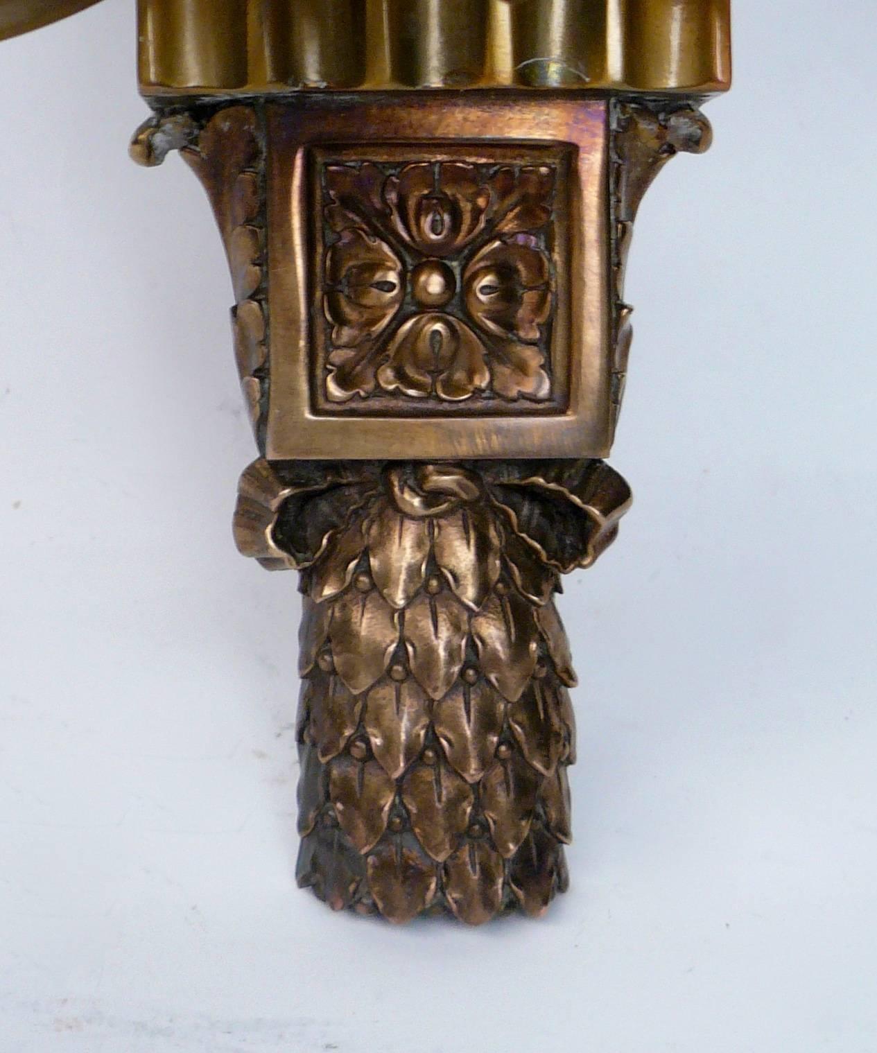 American Set of Four E. F. Caldwell Neoclassical Style Bronze Sconces