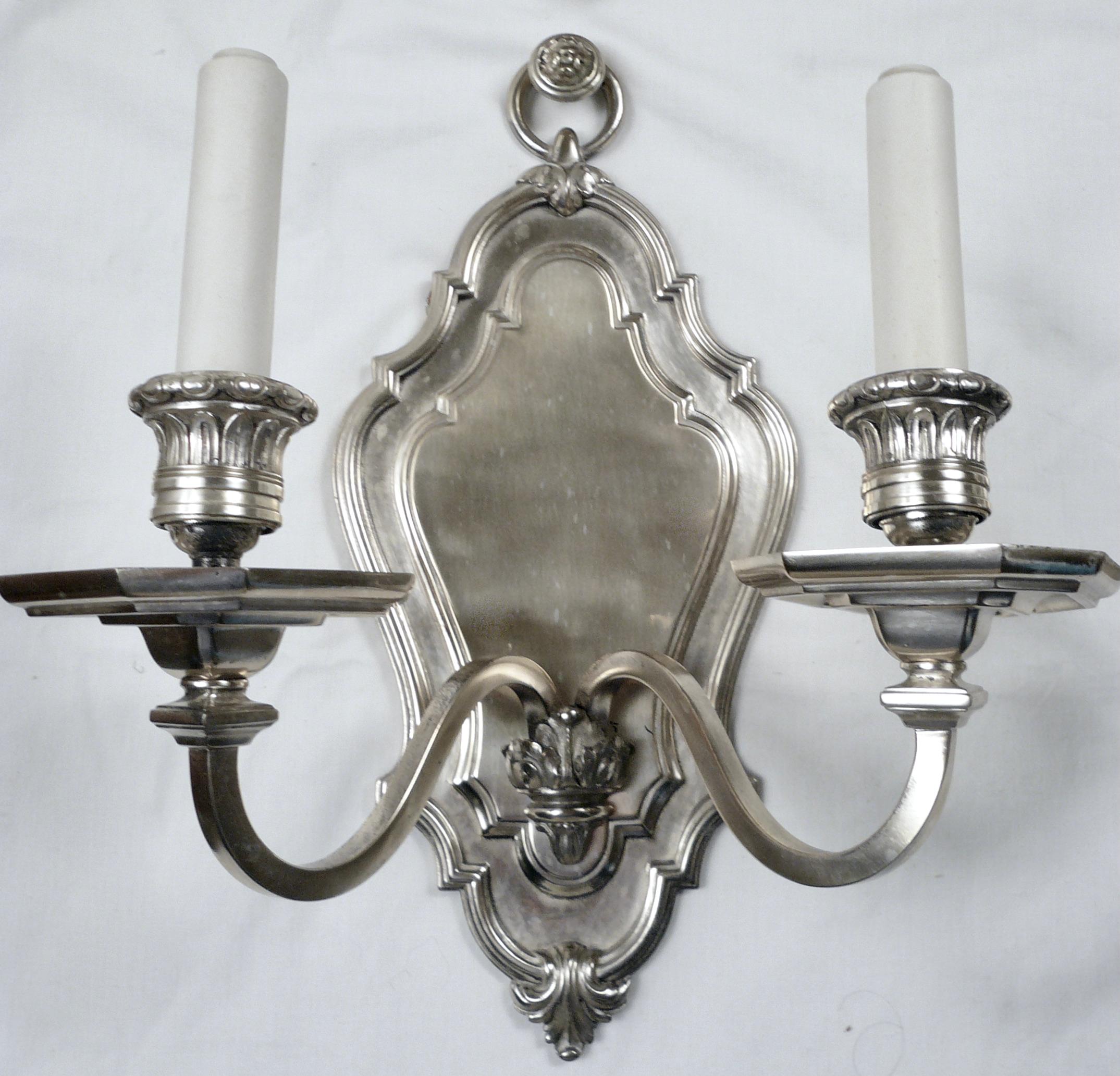 Set of Four E. F. Caldwell Silver-Plated Bronze Georgian Style Sconces For Sale 4