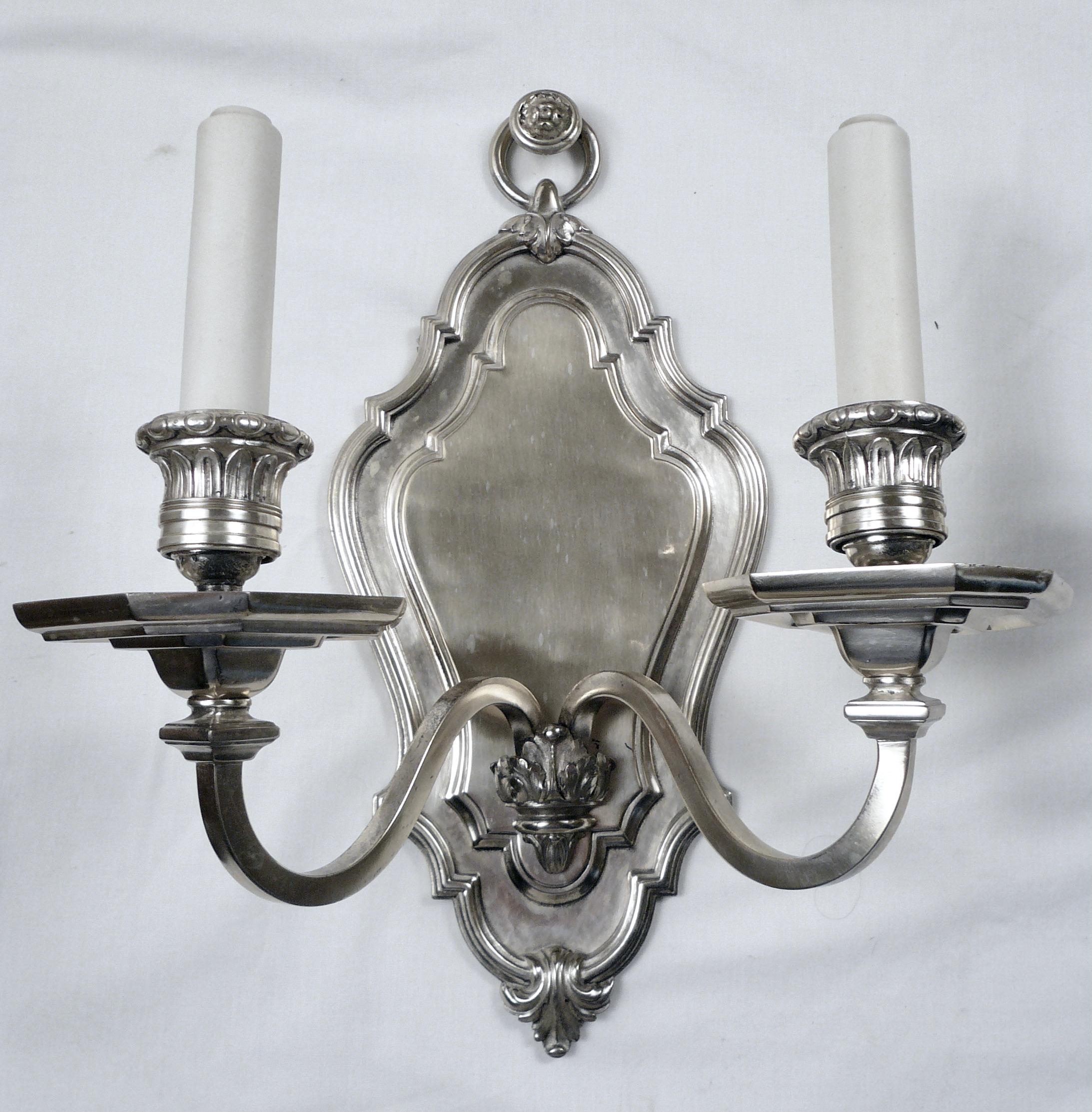 Set of Four E. F. Caldwell Silver-Plated Bronze Georgian Style Sconces For Sale 5