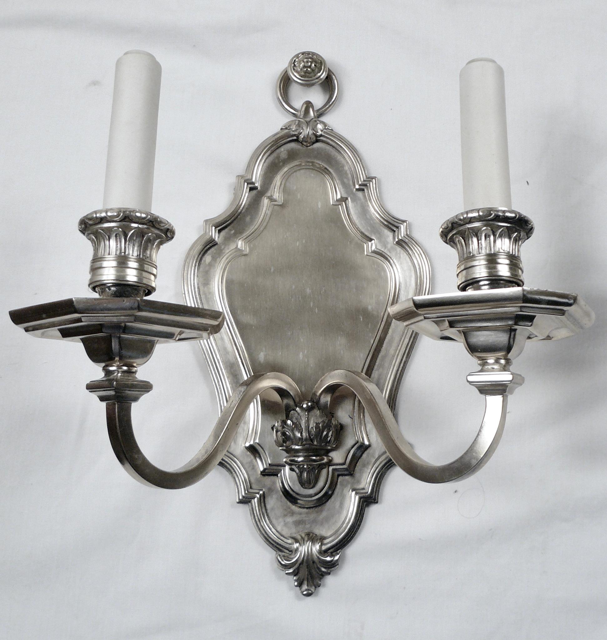 Set of Four E. F. Caldwell Silver-Plated Bronze Georgian Style Sconces For Sale 6