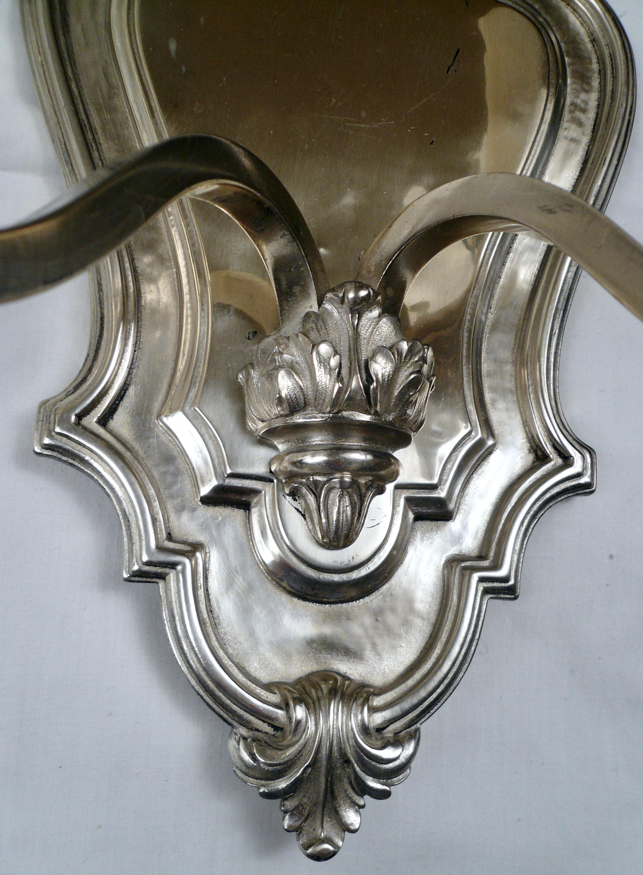Set of Four E. F. Caldwell Silver-Plated Bronze Georgian Style Sconces In Good Condition For Sale In Pittsburgh, PA
