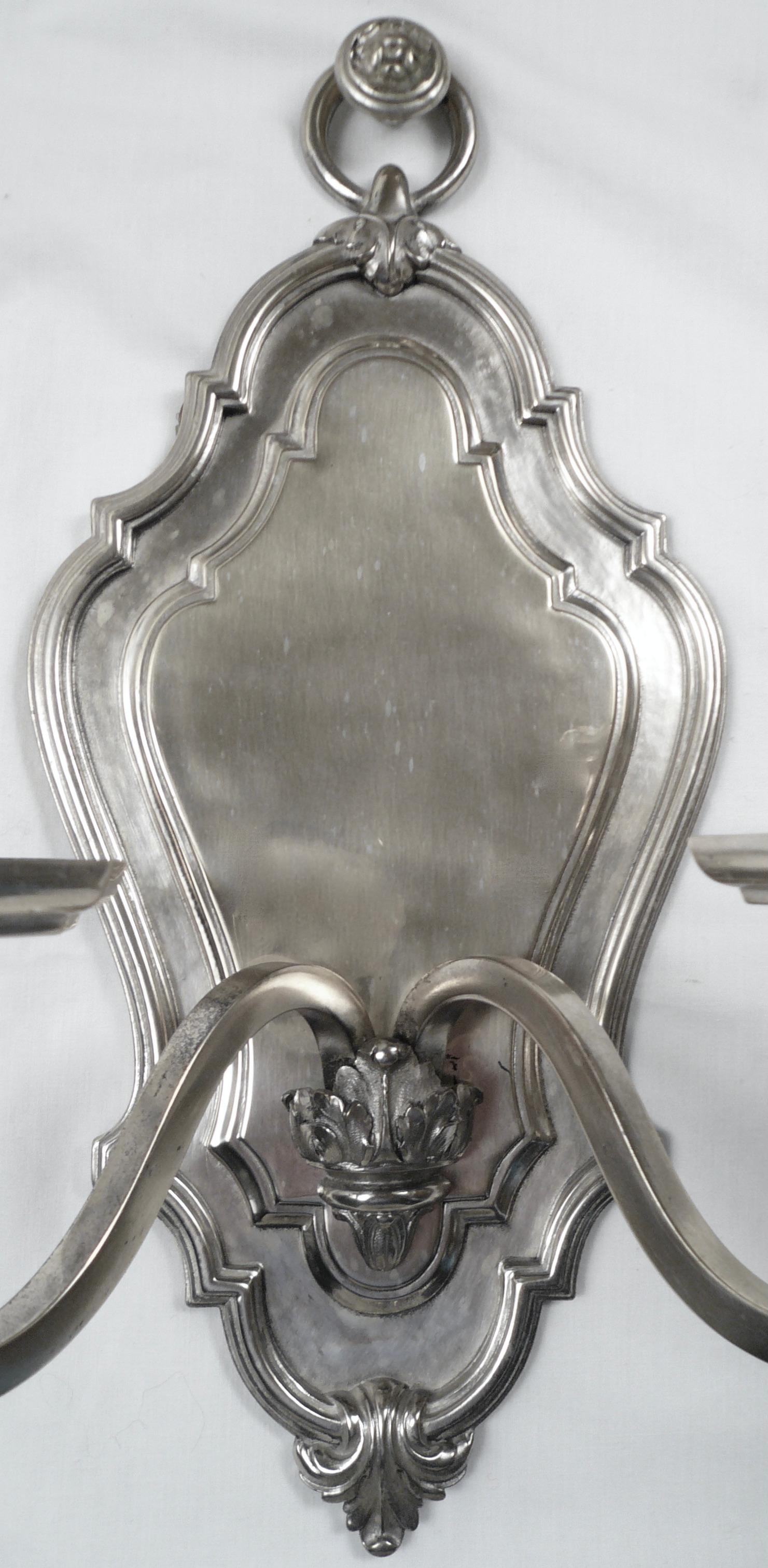 Set of Four E. F. Caldwell Silver-Plated Bronze Georgian Style Sconces For Sale 1