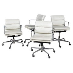 Used Set Of Four EA217 Eames Chairs In "White Snow" Leather By Vitra