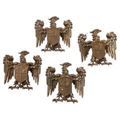Set of Four Eagle Shield Crests in Bronze