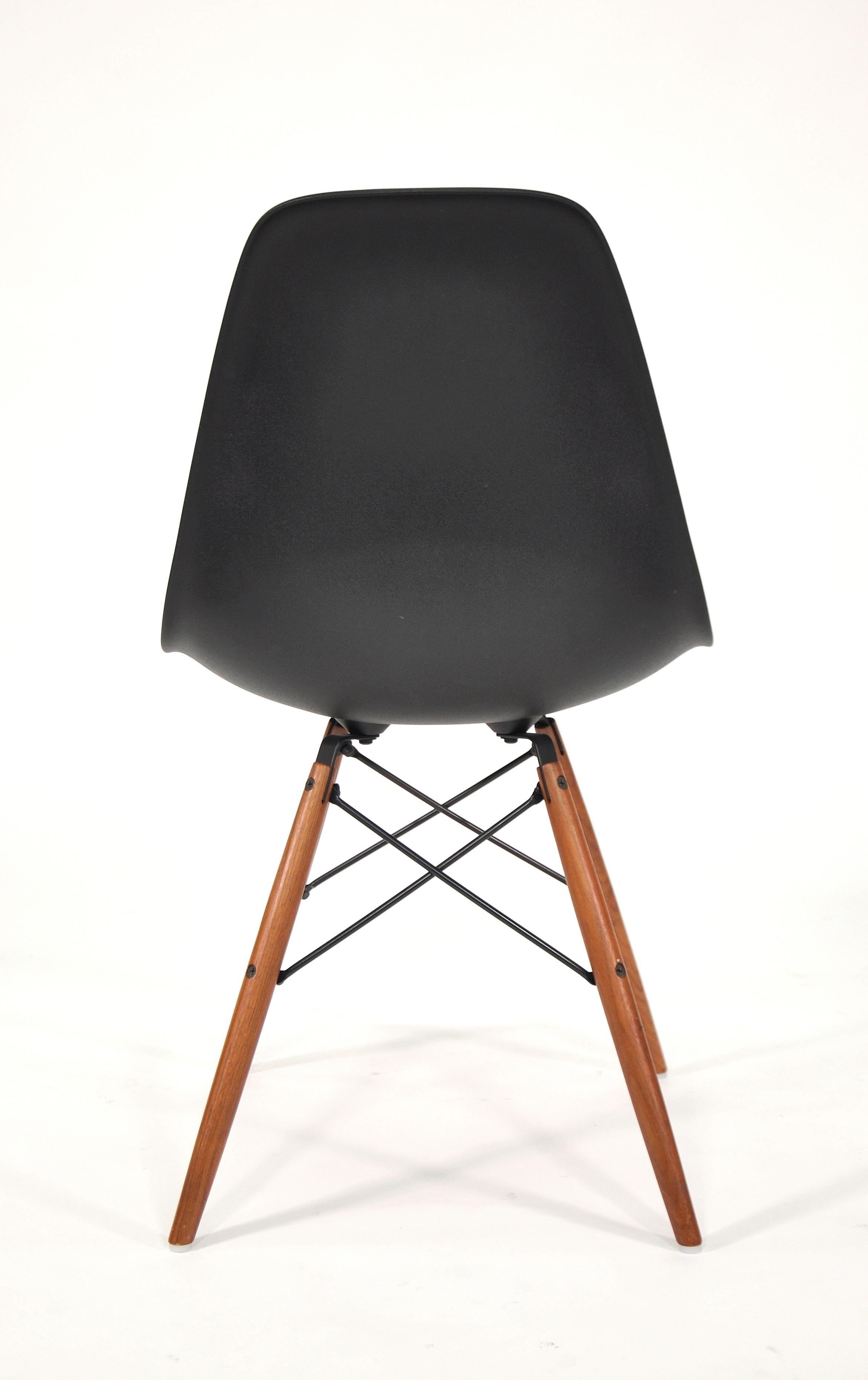 Four Eames Herman Miller Black DSW Dining Chairs 4