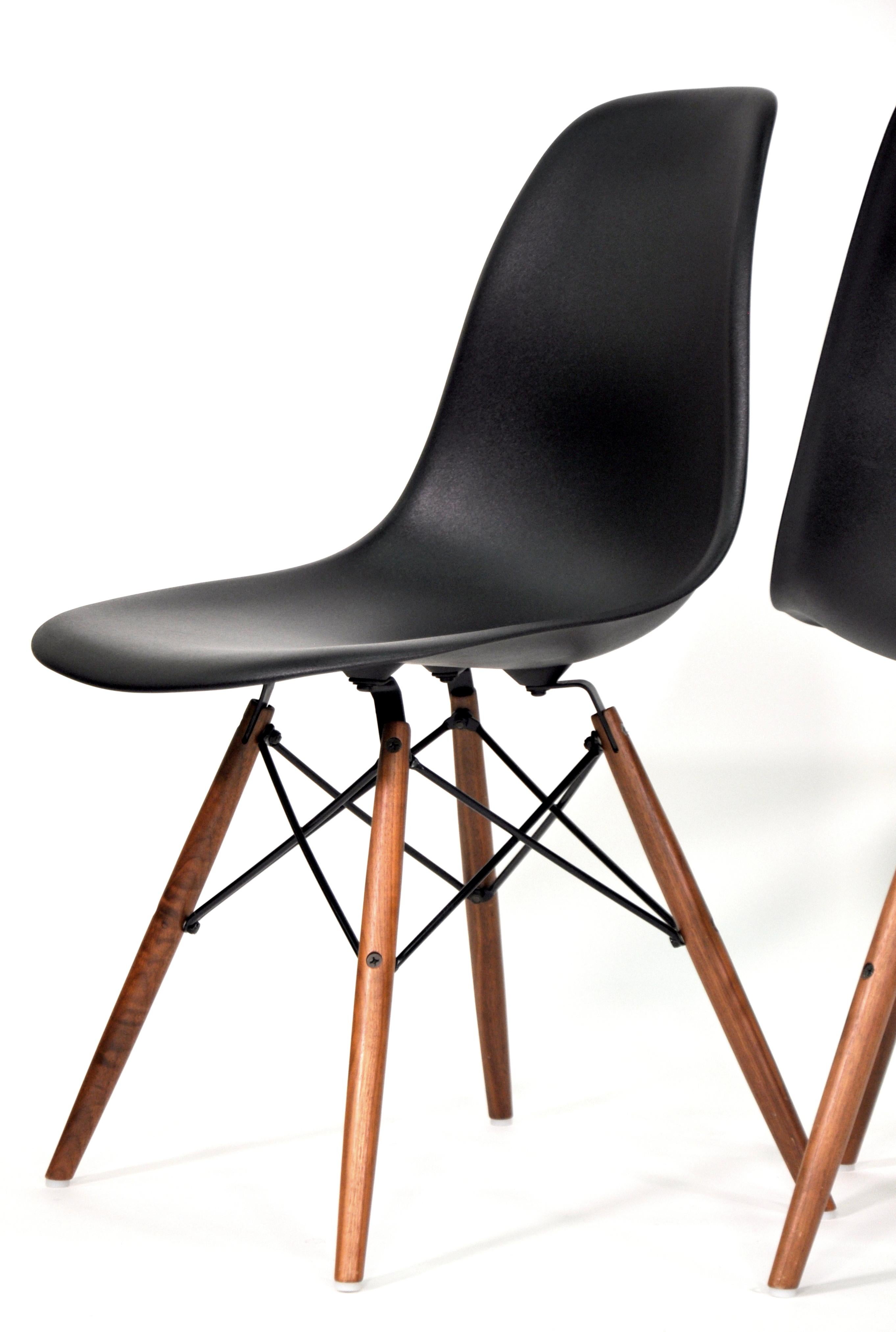 American Four Eames Herman Miller Black DSW Dining Chairs