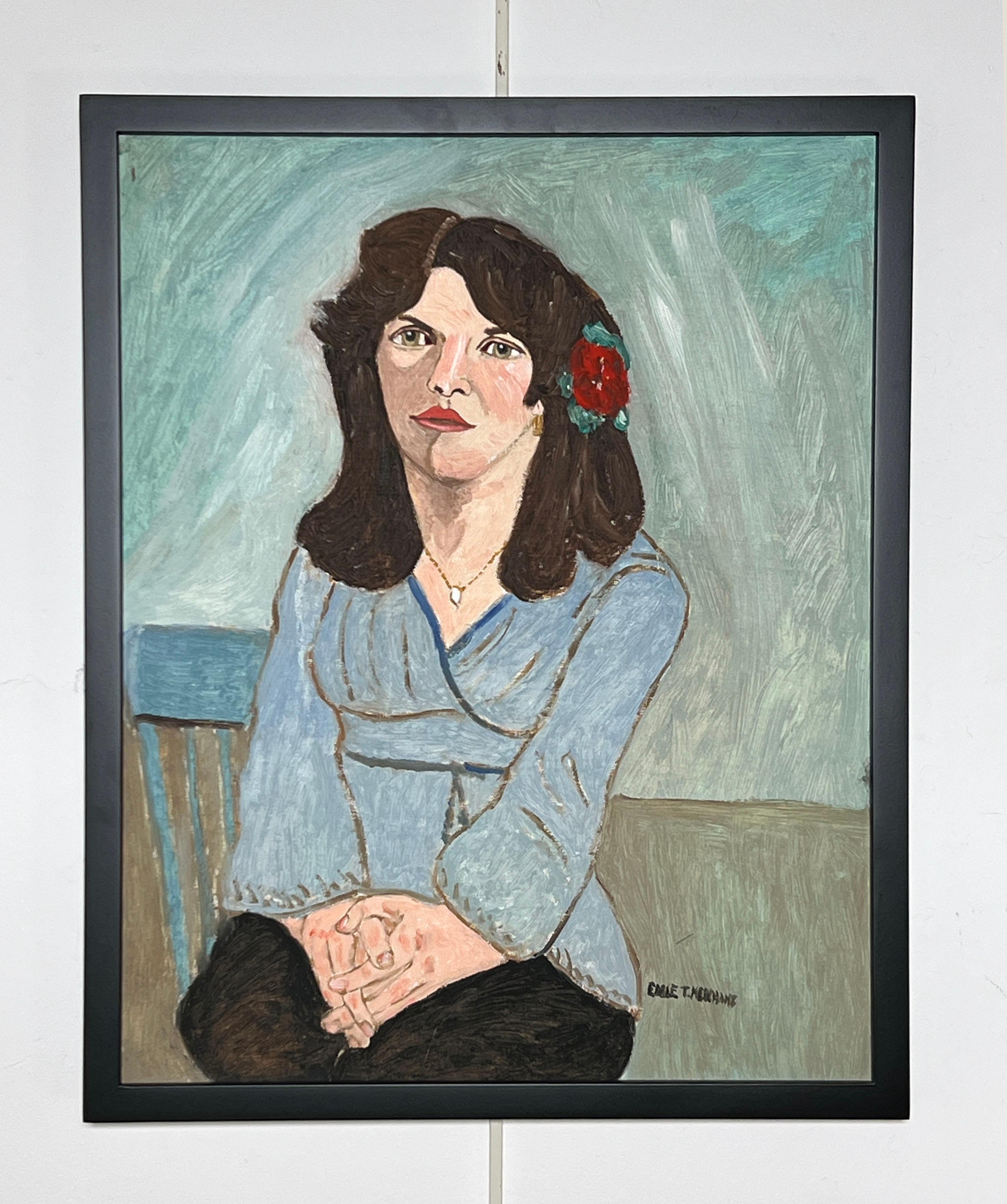Quattro ritratti primitivi degli anni '70 dell'artista outsider di Gloucester, MA, Earle T. Merchant (1903-1997). Merchant era un membro famoso ma non esperto della comunità di artisti di Cape Ann che dipinse ritratti di persone comuni nella sua