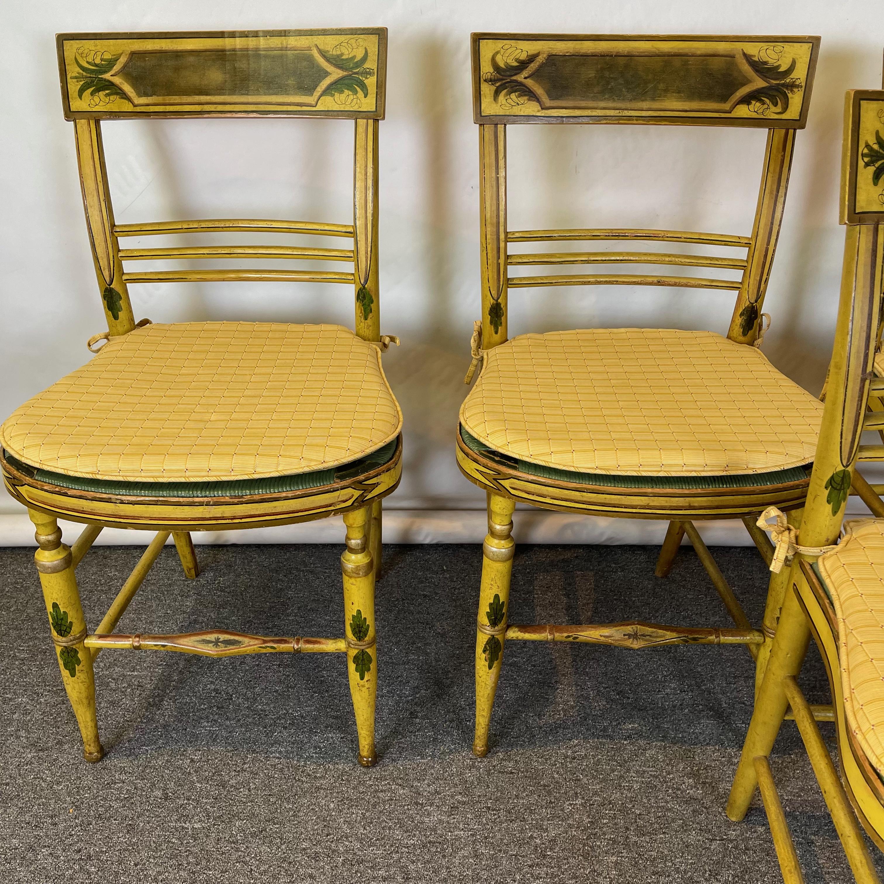 American Classical Set of Four Early 19th Century American Paint Decorated Fancy Chairs
